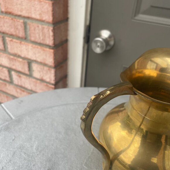 Vintage Small Brass Jug Pitcher w/Beaded Handle - Picture 5 of 5